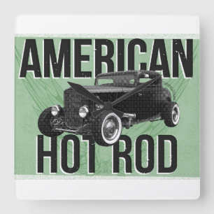 Relógio de parede American Hot Rod. Versão verde
