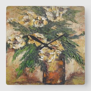 Relógio de Parede Ann Hayes pintando flores amare