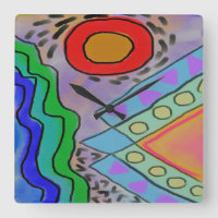 Relógio de Parede ao Quadrado de Arte Abstrato ori