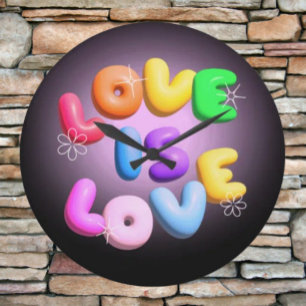 Relógio de Parede Arco-íris 3D Love Is Love