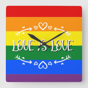 Relógio de Parede Arco-íris Orgulho LGBTQ Amor é A