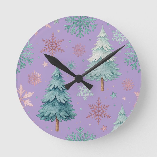 Relógio de Parede Árvore de Natal e Floco de Neve (Frente)