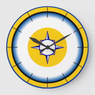 Relógio de Parede Azul, Branco, Dourado