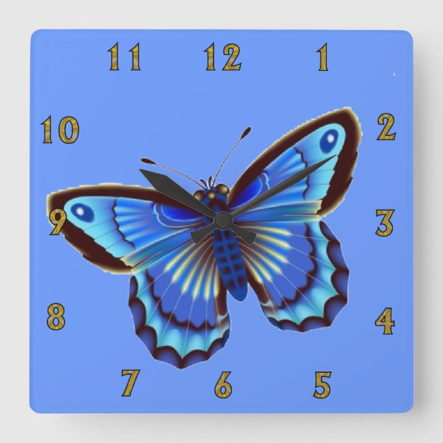 Relógio de Parede Azul Butterfiy (Frente)