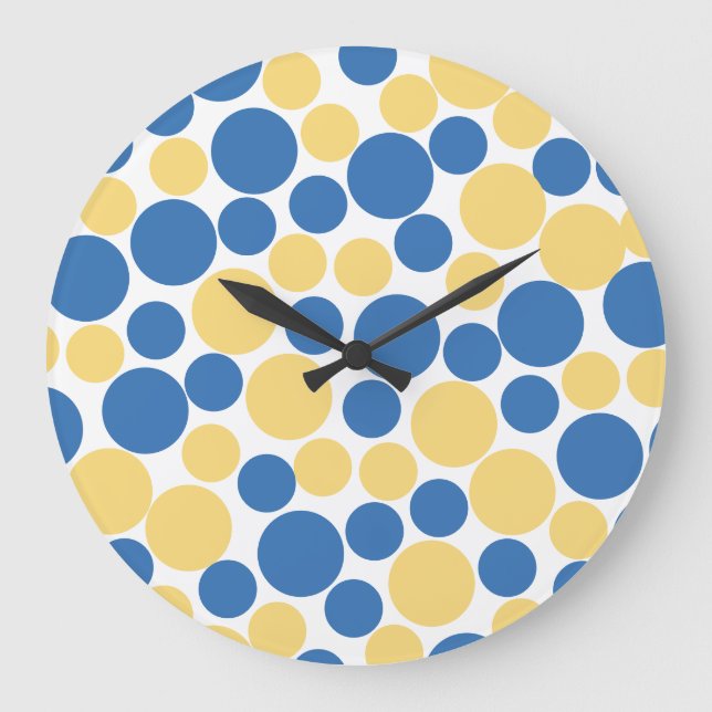 Relógio de Parede Azul Pastel e Amarelo com Bolinh (Frente)