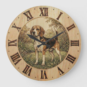 Relógio de parede Beagle no parque de primavera