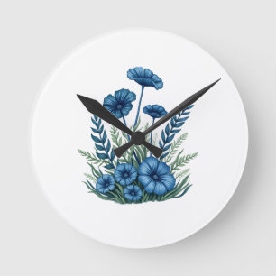 Relógio de Parede Botânico Decoração Floral para