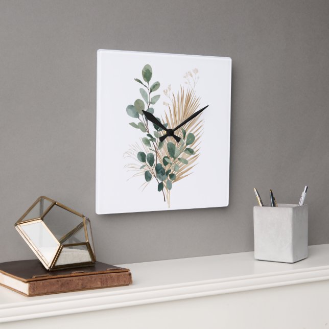 Relógio de Parede Botânico Natural Boho Minimalist (Escritório)
