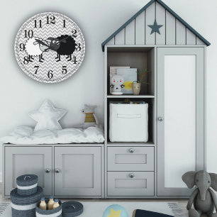 Relógio de Parede Branca de Ovelha Negra (Grande)