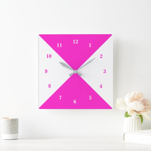 Relógio de Parede Branca Rosa com Cores e Fontes P (Lar)