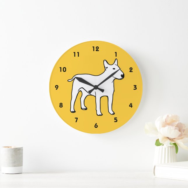 Relógio de Parede Bull Terrier - Moderno Amarelo e (Lar)
