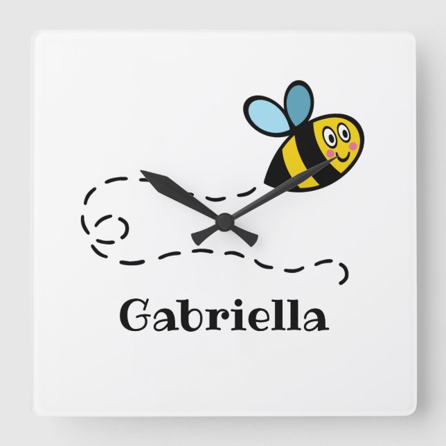 Relógio de Parede Bumblebee Quadrado Personalizado (Frente)