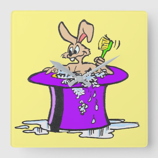 Relógio de Parede Bunny Square Personalizável (Frente)