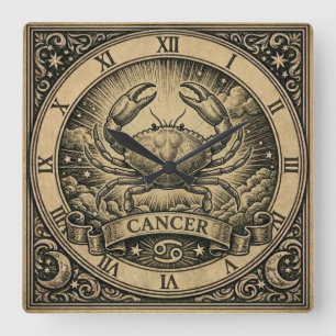 Relógio de Parede Câncer Vintage Zodíaco
