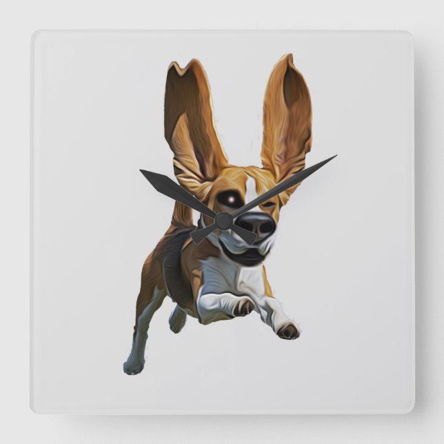 Relógio de Parede Caricatural do Cão-Beagle (Frente)