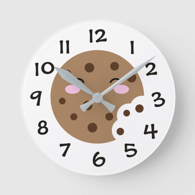 Relógio de parede cartoon de biscoito de chocolate (Frente)