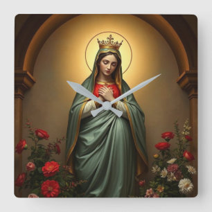 Relógio de Parede Católico Maria Rainha do Céu
