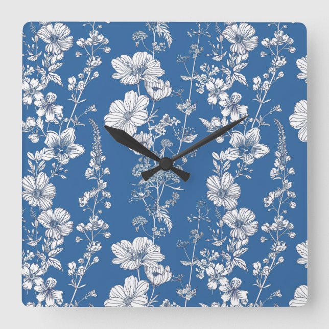 Relógio de Parede Chinoiserie Branco e Azul (Frente)