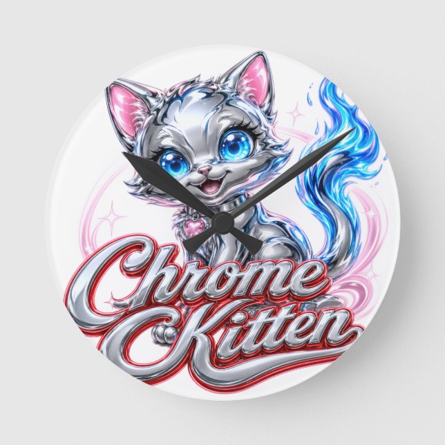 Relógio de Parede Chrome Kitten (Frente)