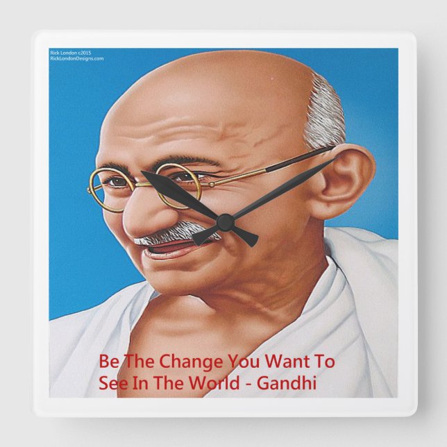 Relógio de Parede Citação Gandhi & Be The Change (Frente)