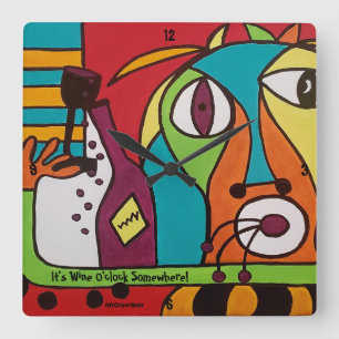 Relógio de Parede com a Arte do Vinho