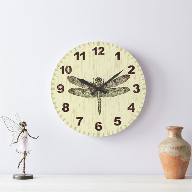 Relógio de Parede com Arte de Libélula Inspirada e (Dragonfly wall clock for a stylish home.)