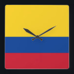 Relógio de Parede com Bandeira da Colômbia<br><div class="desc">Um relógio de parede patriótico incrível com Flag of Colombia. Este produto é personalizável.</div>
