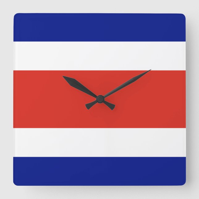 Relógio de Parede com Bandeira da Costa Rica (Frente)