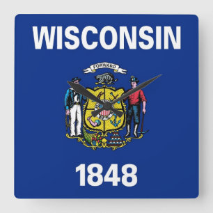 Relógio de Parede com Bandeira de Wisconsin, EUA