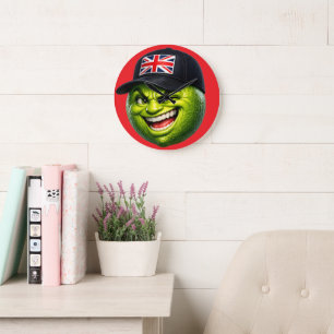 Relógio de parede com boné Union Jack britânico
