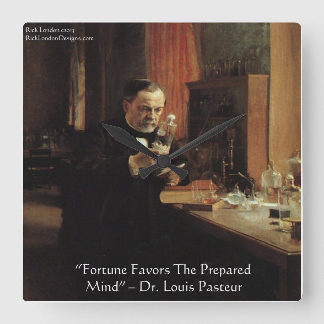Relógio de Parede com Citação de Louis Pasteur "So (Frente)