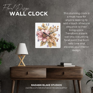 Relógio de Parede com Desenho Floral