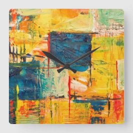 Relógio de parede com design abstrato colorido