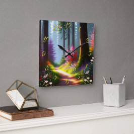 Relógio de Parede com Design de Floresta e Flores