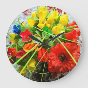 Relógio de Parede com Fundo das Flores