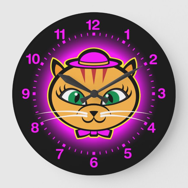 Relógio de parede com laço roxo Kutey Kat para cri (Frente)