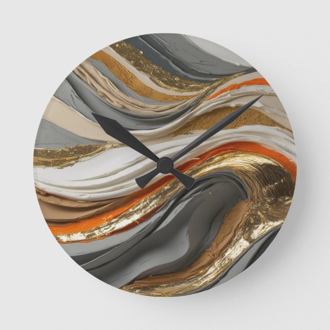 Relógio de Parede com laranja vibrante e tons de c (Frente)