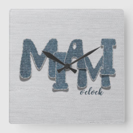 Relógio de Parede com Letras de Denim Miami Flórid