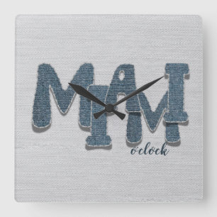 Relógio de Parede com Letras de Denim Miami Flórid