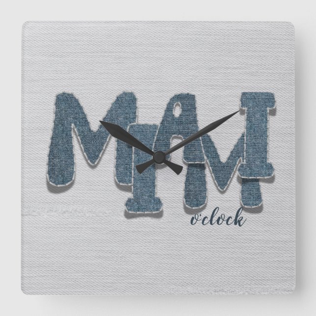 Relógio de Parede com Letras de Denim Miami Flórid (Frente)
