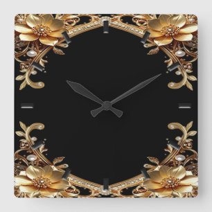 Relógio de Parede com Moldura de Ouro Elegante