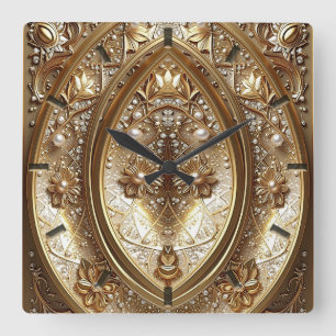 Relógio de Parede com Moldura Dourada Ornamentada