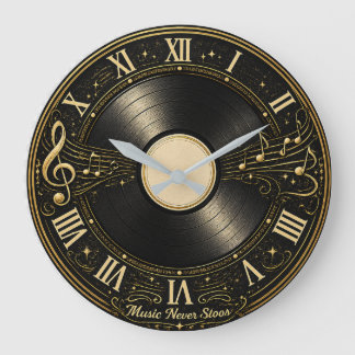 Relógio de Parede com Notas Musicais de Vinil Anti