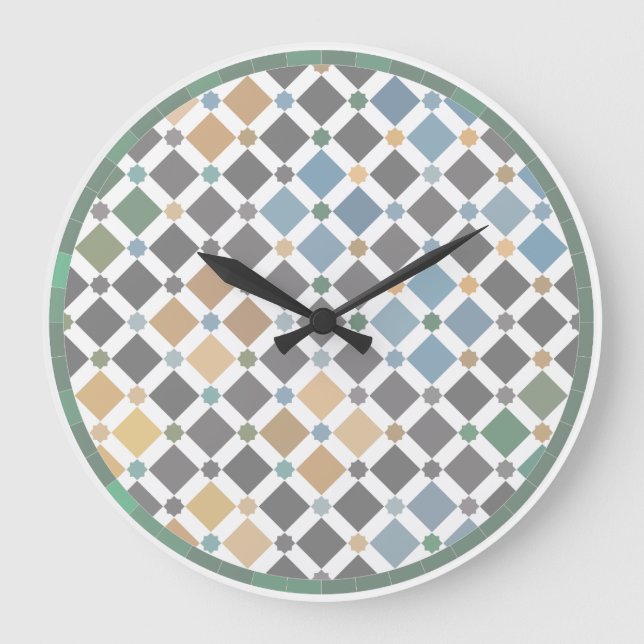 Relógio de Parede com Padrão de Diamante Geométric (Frente)