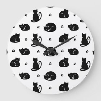 Relógio de Parede com Padrão de Gatos em Mosaico –