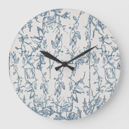 Relógio de Parede com Padrão Floral Azul Vintage