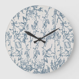 Relógio de Parede com Padrão Floral Azul Vintage