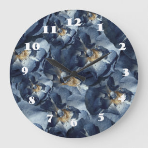 Relógio de parede com padrão floral em azul sonhad