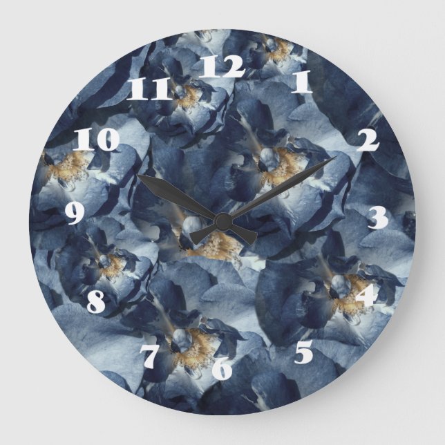 Relógio de parede com padrão floral em azul sonhad (Frente)