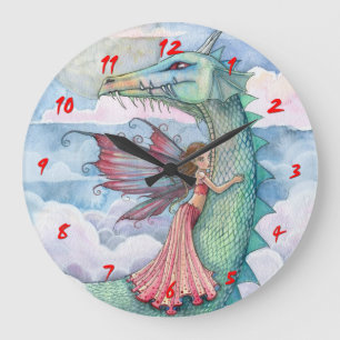 Relógio de Parede Conto de Fadas Dragão e Meninas